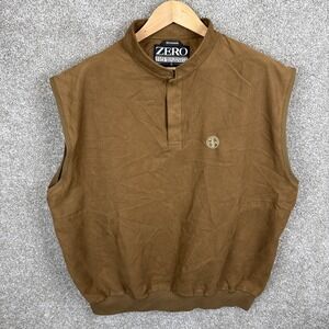 Zero Restriction Golf‎ Outerwear Microsuede Vest 1/4 Snap Men's XL Brown